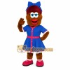 Brown Blue Girl With Glasses Mascot Costume Brown Blue Girl With Glasses Mascot Costume
