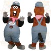 Brown Blue Farmer Horse Mascot Costume