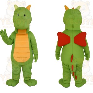 Green Yellow Red Winged Dragon Mascot Costume