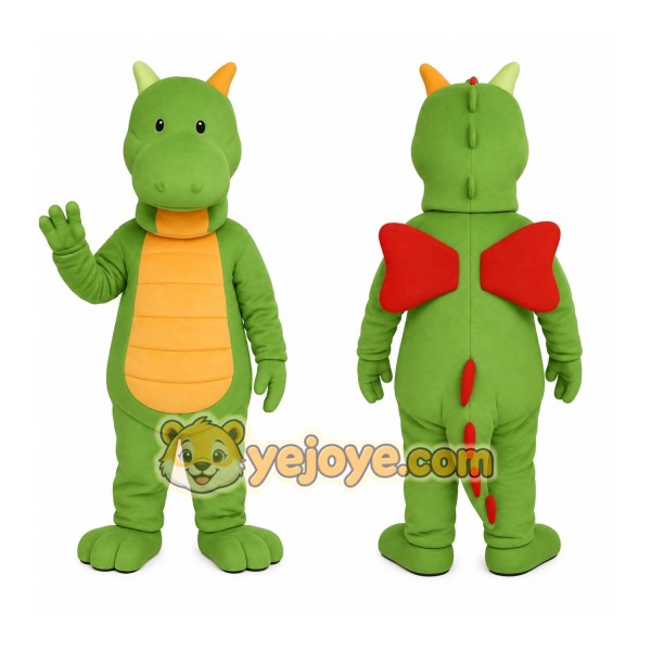 Green Yellow Red Winged Dragon Mascot Costume