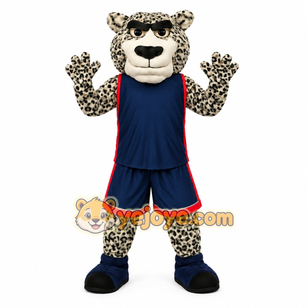 Tan Black Navy Basketball Jaguar Mascot Costume