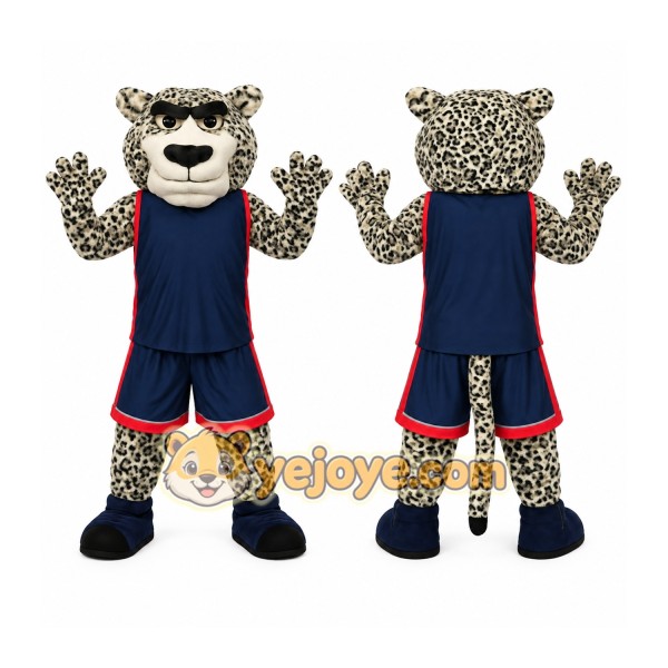Tan Black Navy Basketball Jaguar Mascot Costume