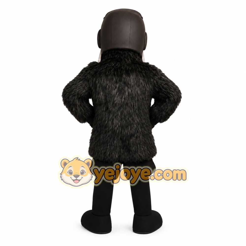 Black Brown Aviator Pilot Mascot Costume Black Brown Aviator Pilot Mascot Costume