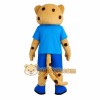 Tan Blue Spotted Cheetah Mascot Costume