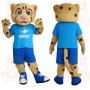 Tan Blue Spotted Cheetah Mascot Costume