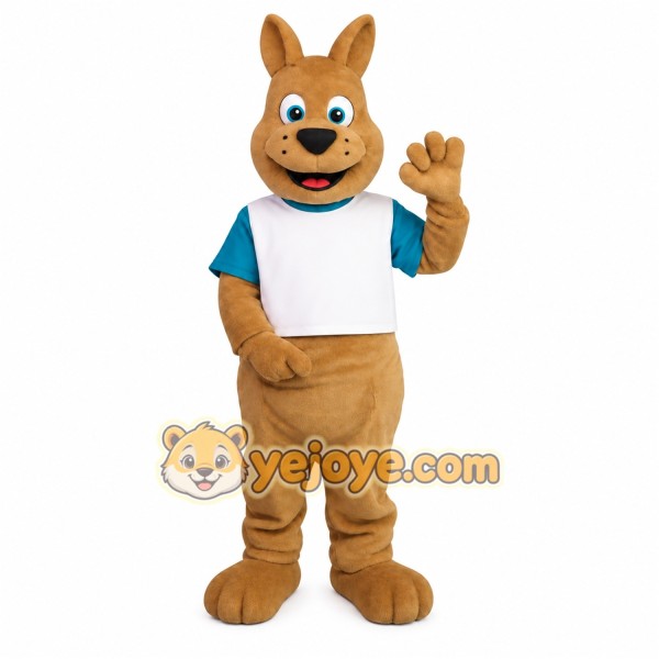 Brown Teal White Kangaroo Mascot Costume