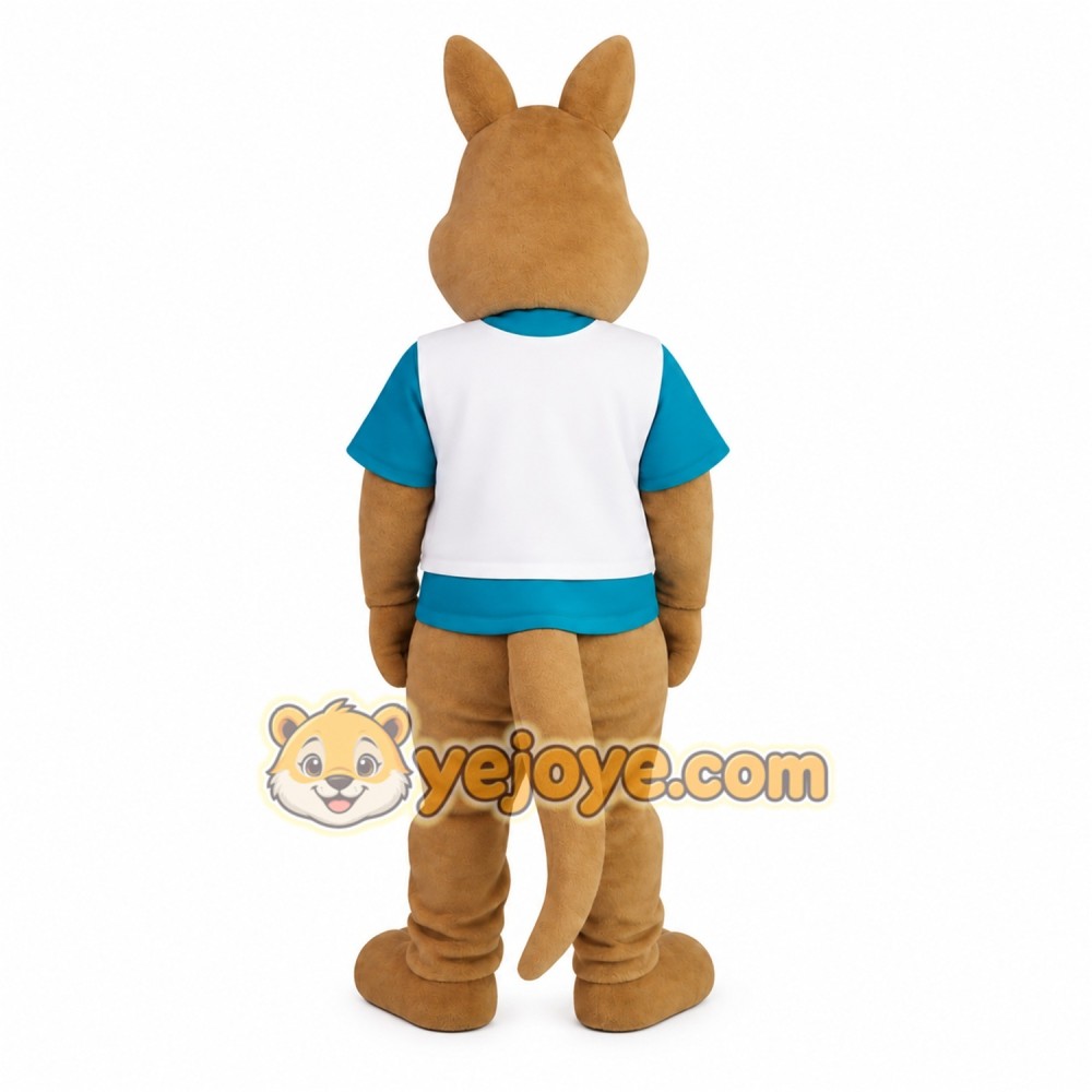 Brown Teal White Kangaroo Mascot Costume Brown Teal White Kangaroo Mascot Costume