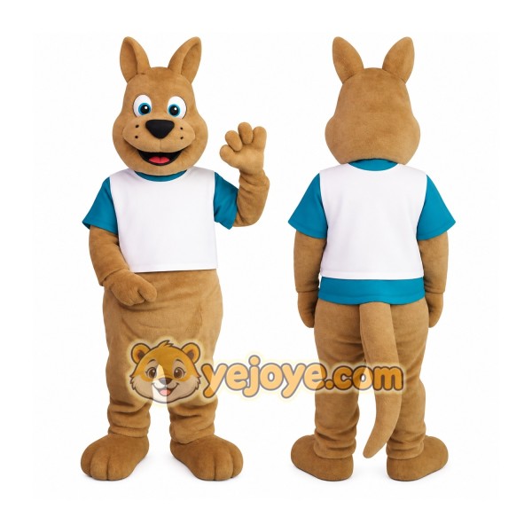 Brown Teal White Kangaroo Mascot Costume