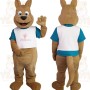 Brown Teal White Kangaroo Mascot Costume
