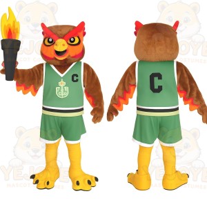 Brown Orange Green Basketball Owl Mascot Costume