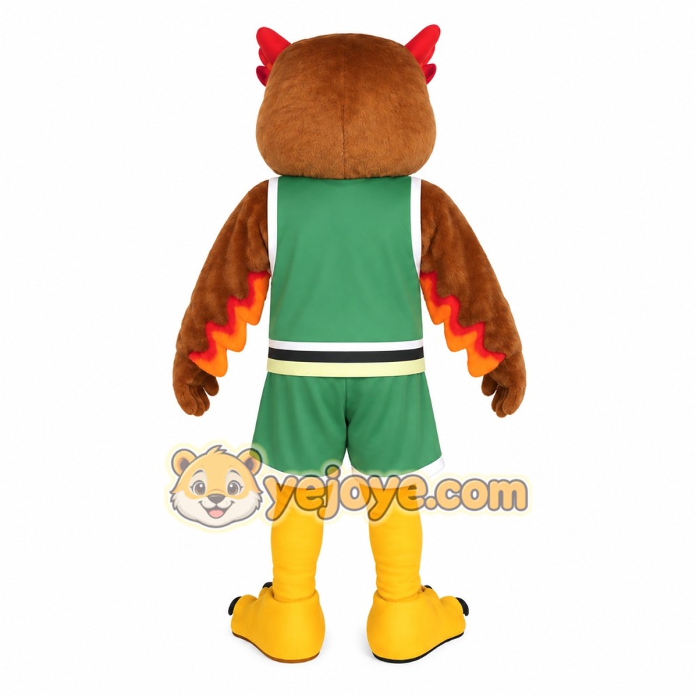Brown Orange Green Basketball Owl Mascot Costume Brown Orange Green Basketball Owl Mascot Costume