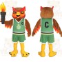 Brown Orange Green Basketball Owl Mascot Costume