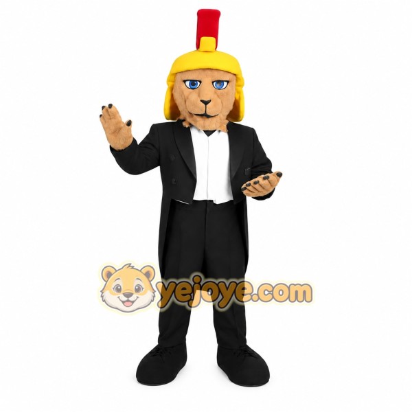 Tan Yellow Black Roman Lion Mascot Costume