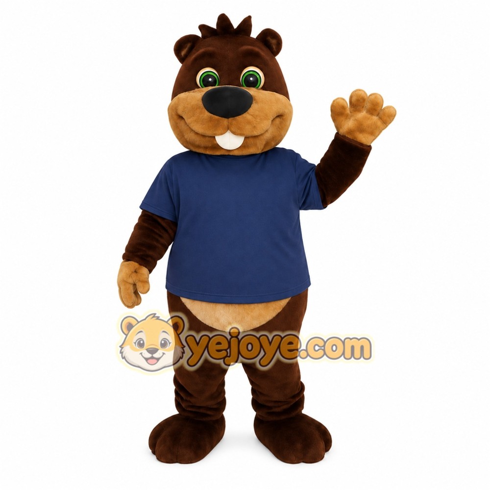 Dark Brown Tan Navy Beaver Mascot Costume