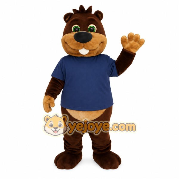 Dark Brown Tan Navy Beaver Mascot Costume