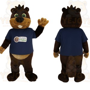 Dark Brown Tan Navy Beaver Mascot Costume
