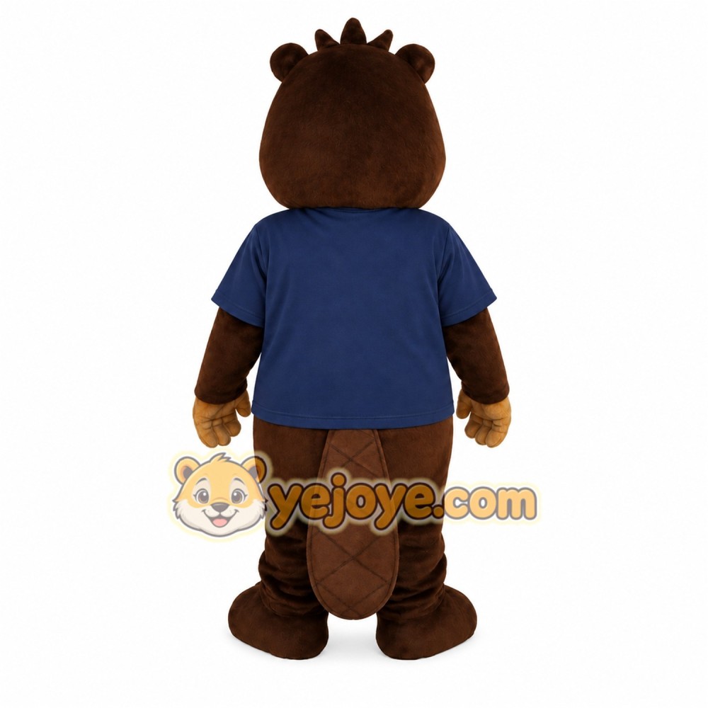 Dark Brown Tan Navy Beaver Mascot Costume
