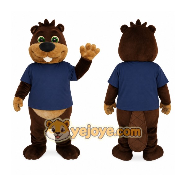Dark Brown Tan Navy Beaver Mascot Costume