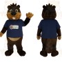 Dark Brown Tan Navy Beaver Mascot Costume