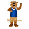 Tan Brown Blue Cougar Mascot Costume