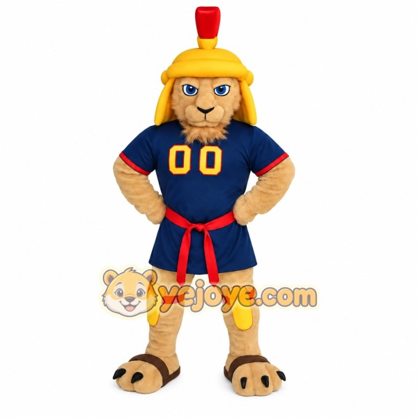 Tan Navy Yellow Gladiator Lion Mascot Costume