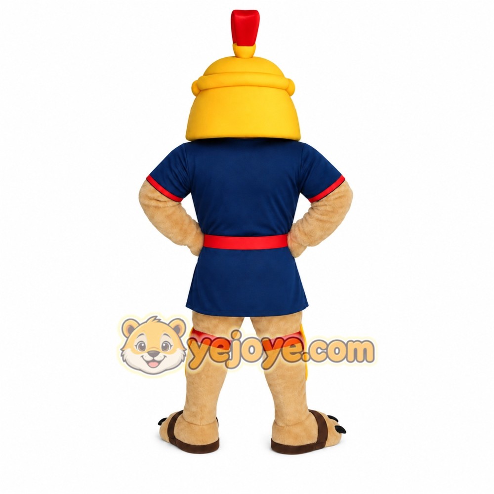 Tan Navy Yellow Gladiator Lion Mascot Costume Tan Navy Yellow Gladiator Lion Mascot Costume