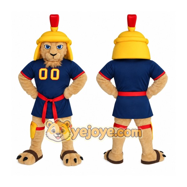 Tan Navy Yellow Gladiator Lion Mascot Costume