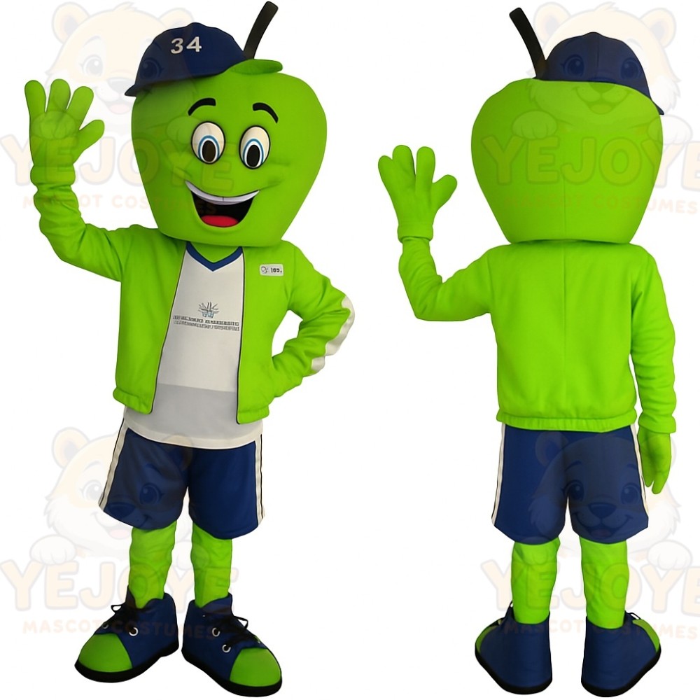 Green Blue Apple Athlete Mascot Costume