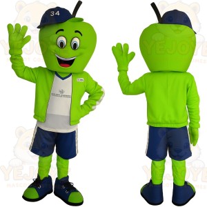 Green Blue Apple Athlete Mascot Costume