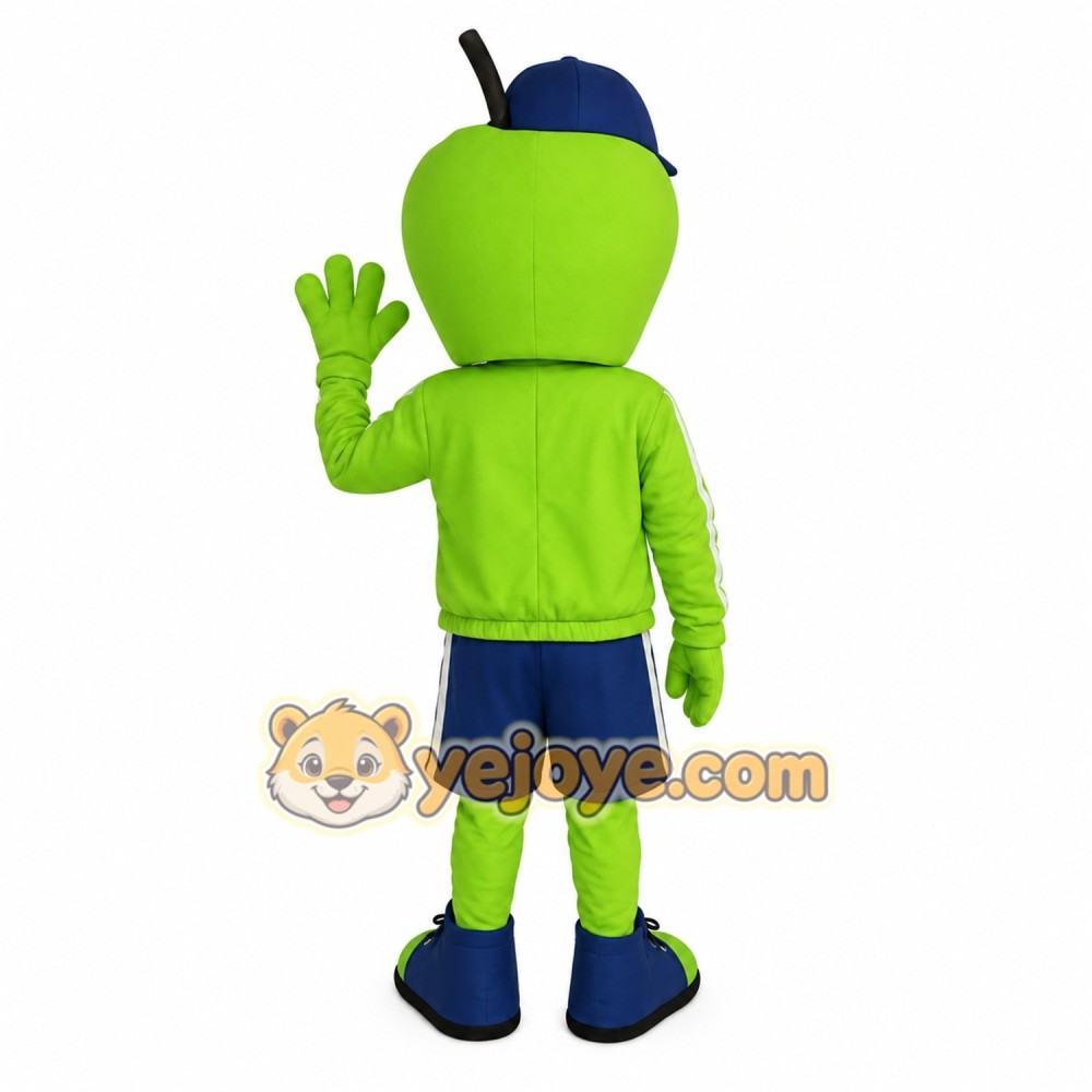 Green Blue Apple Athlete Mascot Costume Green Blue Apple Athlete Mascot Costume