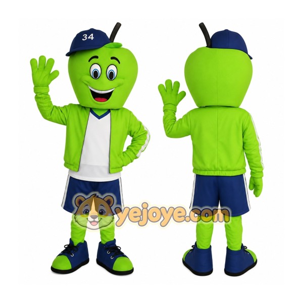 Green Blue Apple Athlete Mascot Costume