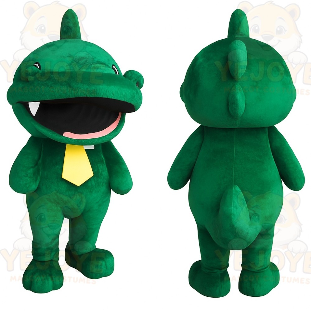 Green Crocodile Yellow Tie Mascot Costume