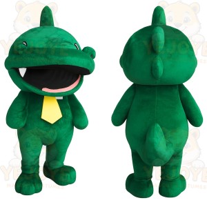 Green Crocodile Yellow Tie Mascot Costume
