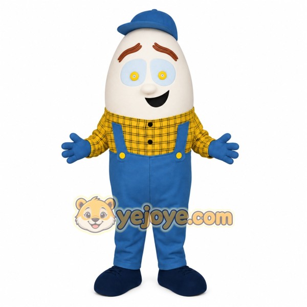 White Blue Yellow Egg Man Mascot Costume