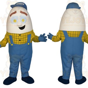 White Blue Yellow Egg Man Mascot Costume