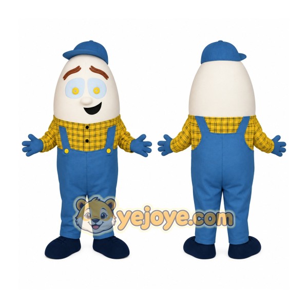 White Blue Yellow Egg Man Mascot Costume