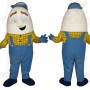 White Blue Yellow Egg Man Mascot Costume