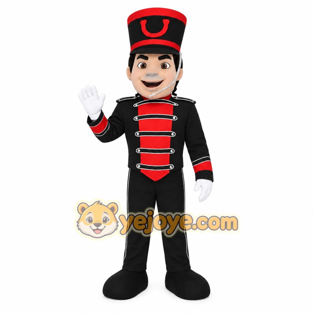 Black Red Drum Major Man Mascot Costume Black Red Drum Major Man Mascot Costume