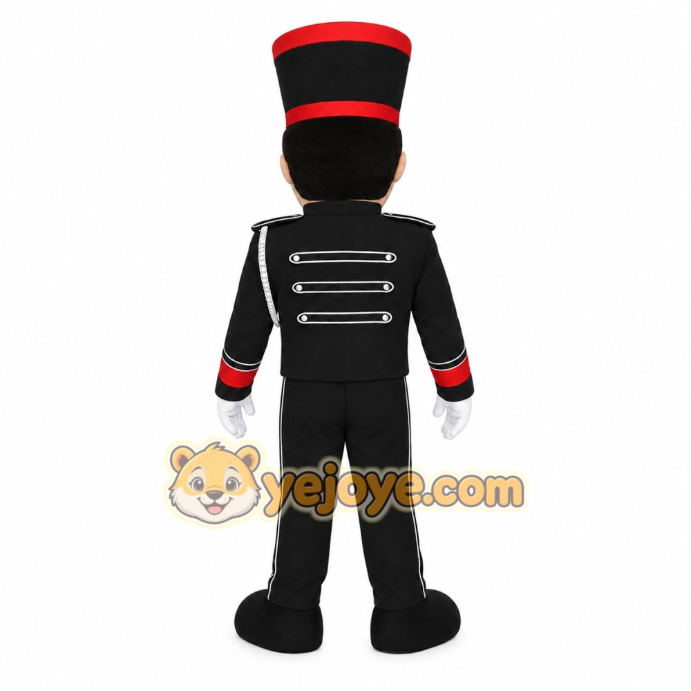 Black Red Drum Major Man Mascot Costume Black Red Drum Major Man Mascot Costume