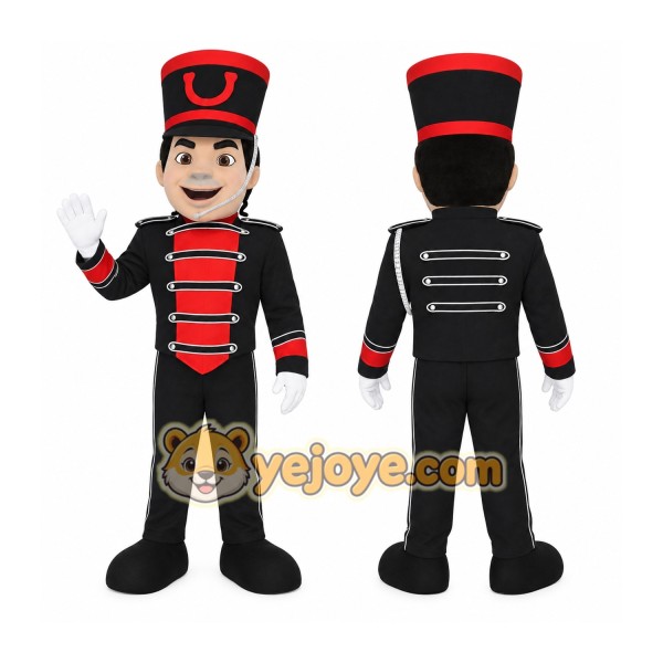 Black Red Drum Major Man Mascot Costume