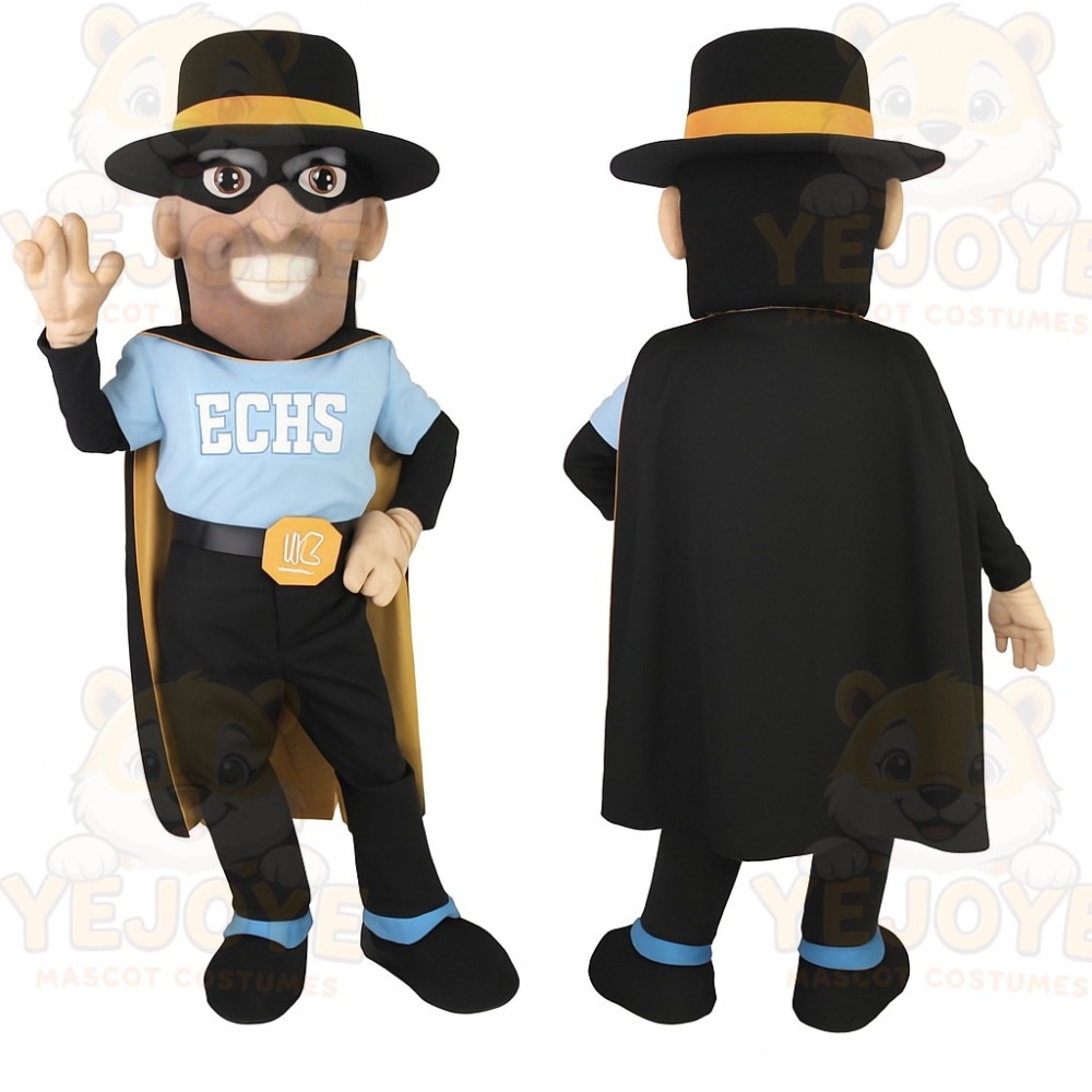 Black Gold Blue Masked Man Mascot Costume