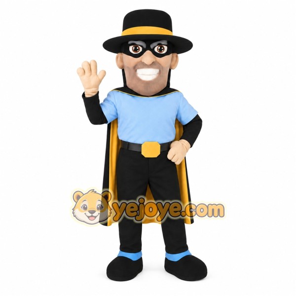 Black Gold Blue Masked Man Mascot Costume