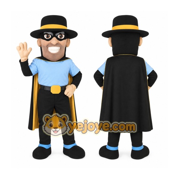 Black Gold Blue Masked Man Mascot Costume