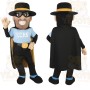 Black Gold Blue Masked Man Mascot Costume
