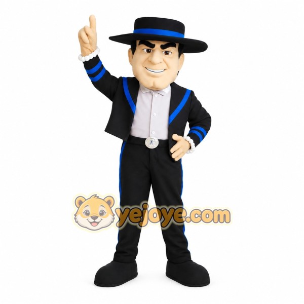 Black Blue Gentleman Mascot Costume
