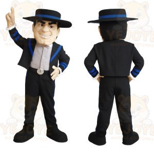 Black Blue Gentleman Mascot Costume
