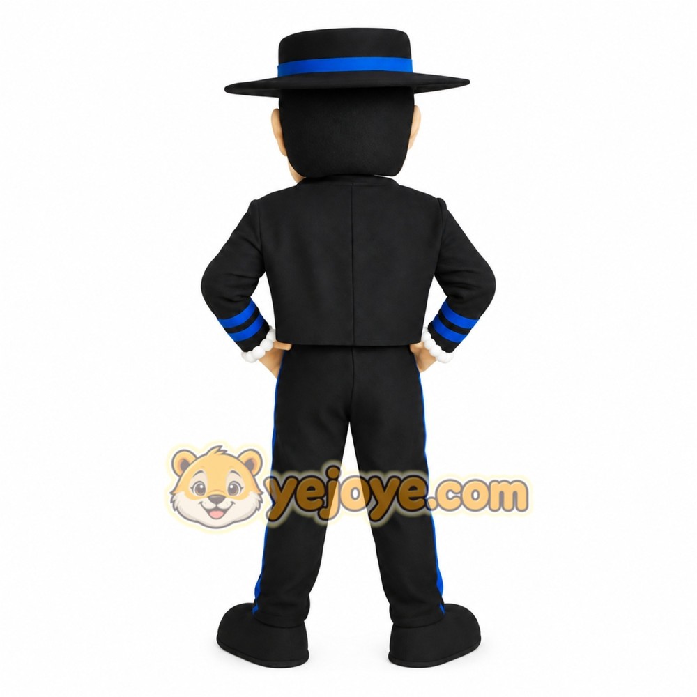 Black Blue Gentleman Mascot Costume Black Blue Gentleman Mascot Costume