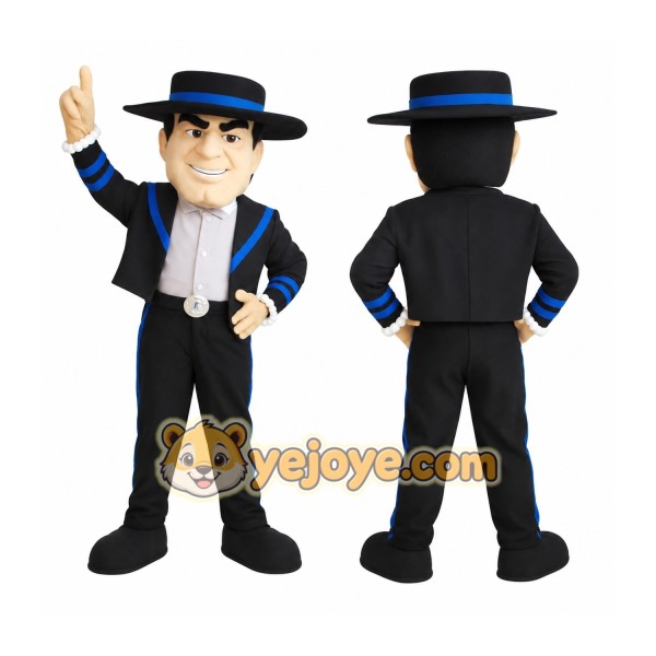 Black Blue Gentleman Mascot Costume