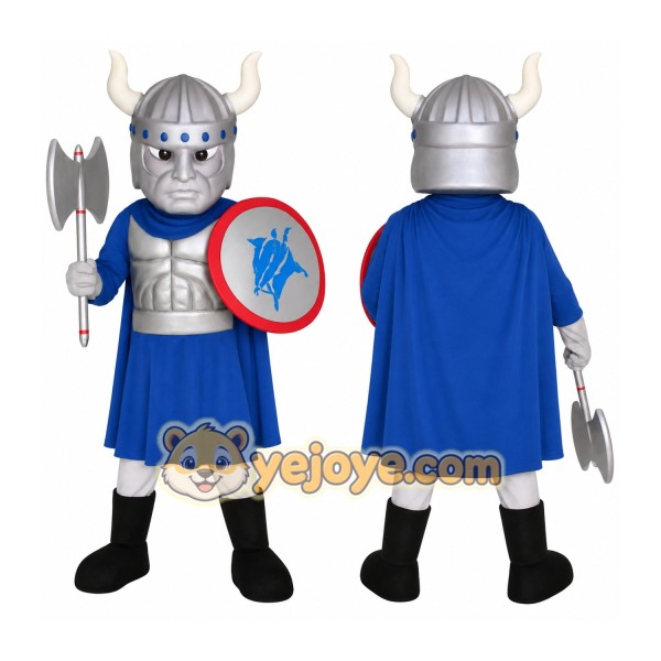Blue Silver Viking Warrior Mascot Costume