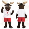 Brown Tan White Red Moose Mascot Costume